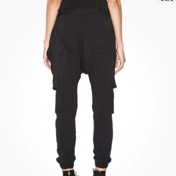 Ulla Johnson Army Pant Crepe Drop Rise Cargo Linen Blend Maroon/Dark Purple Red - Picture 2 of 4